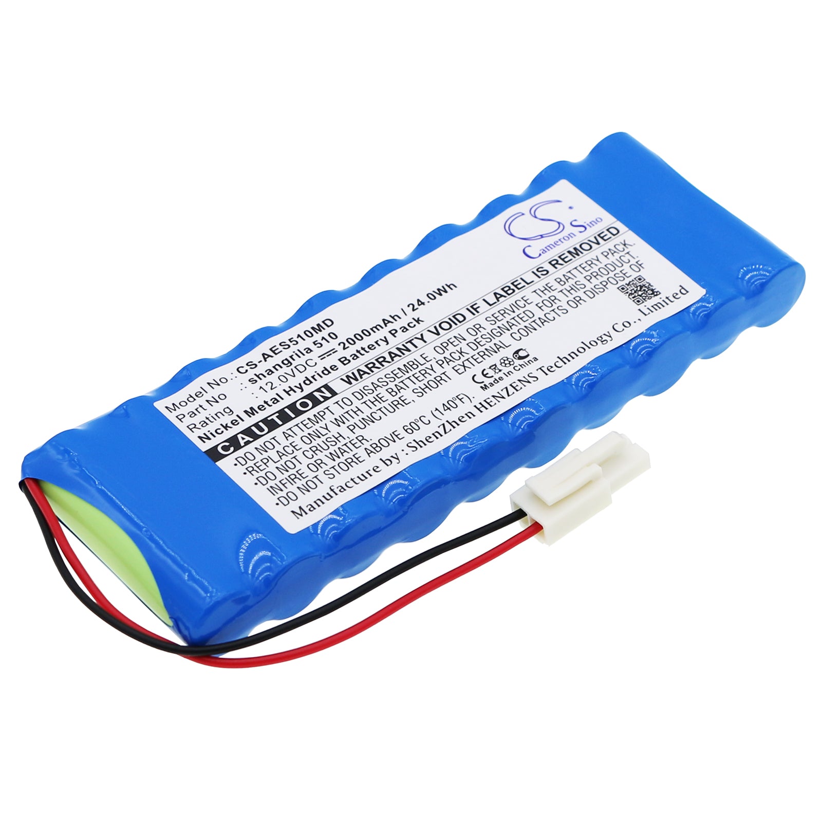 Aeonmed Shangrila 510 Ventilator Battery Replacement - 2000mAh 12V Ni-MH Medical Grade - Dimensions: 144.6x52.2x15.3mm