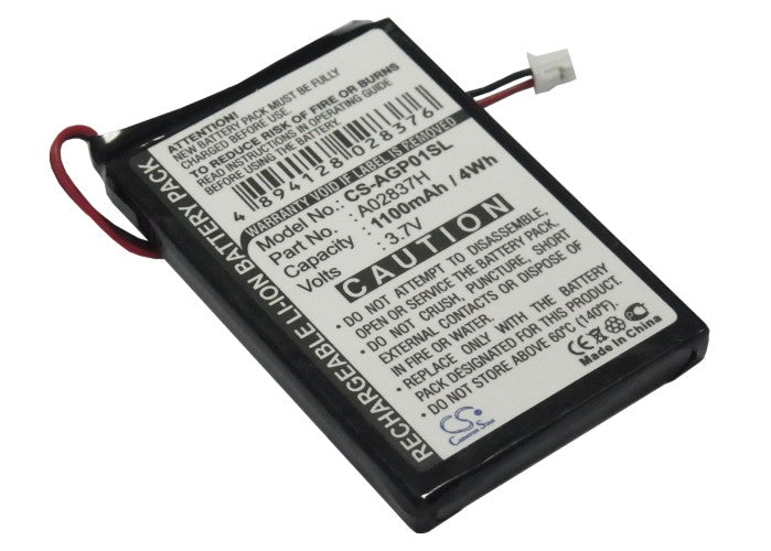 1100mAh Replacement Battery for Audio-gd Personalguide PGI/AV & III Audioguides PDA - 3.7V Li-ion, 52x33.87x5.26mm