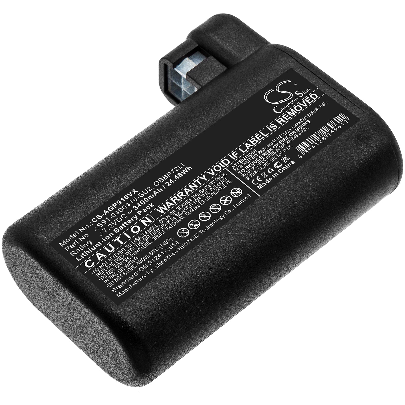 7.2V 3400mAh Li-ion Replacement Battery for AEG Electrolux Robotic Vacuums: RX Series & Pure i9.2 Models