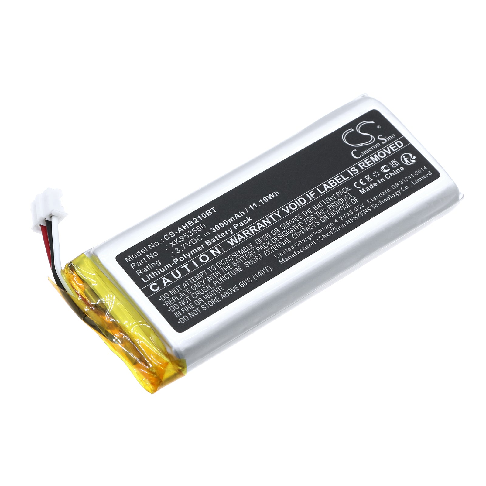 3000mAh Backup Battery for Ajax Hub 2 4G & Hub 2 Plus Alarm Systems - 3.7V 11.1Wh Li-Polymer - Model XK953580