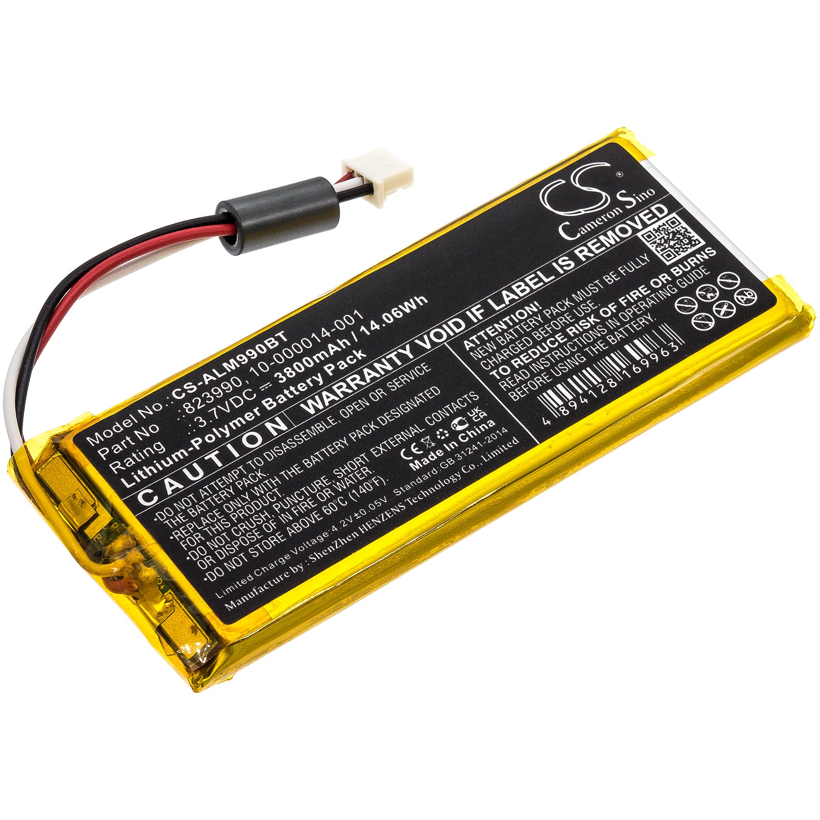 3800mAh Replacement Battery - 2GIG GC3/GC3e & ADT Security System Panels (3.7V Li-Polymer) Backup Power