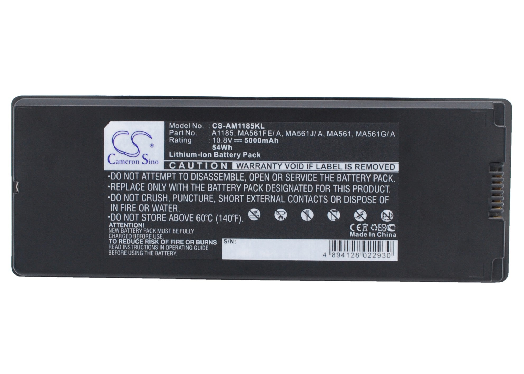 High-Capacity 5000mAh Replacement Laptop Battery for Apple MacBook 13" A1181 - 10.8V 54Wh Li-Polymer (MA472 MA561 Compatible)