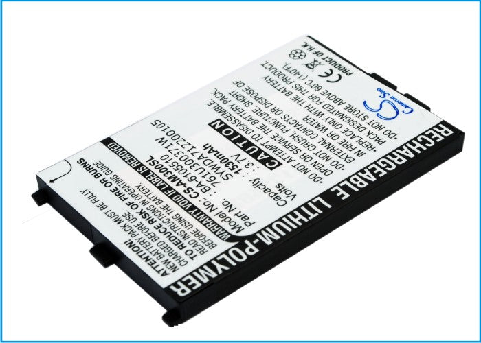 1530mAh Battery for Acer M300 PDA Pocket PC: 3.7V Li-Polymer, Replacement, BA-6105510 Compatible.