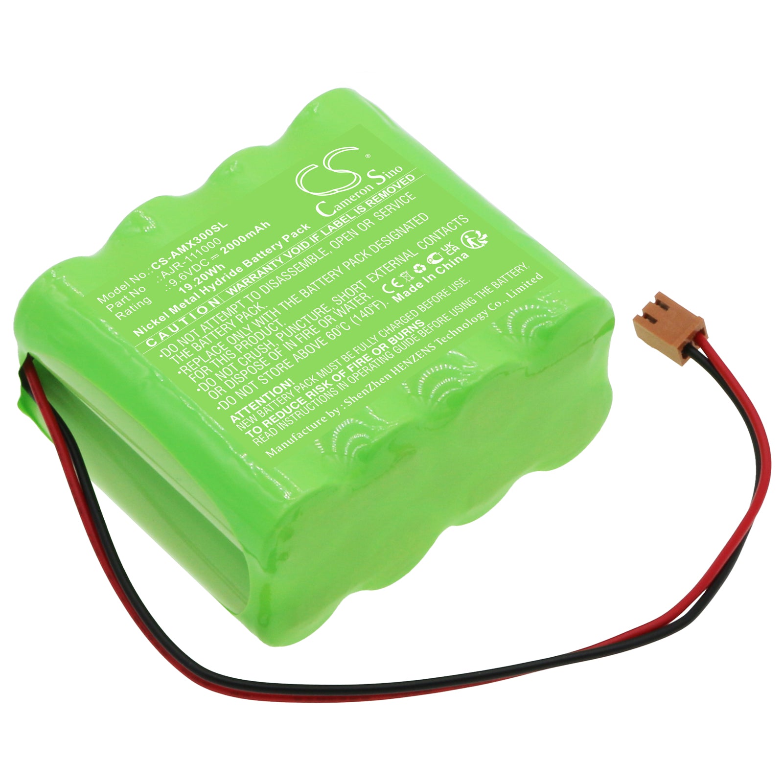 9.6V 2000mAh Ni-MH Replacement Battery for Amano PIX Time Clocks - PIX3000, TS-3000i, TCX-45 & More (AJR-111000)