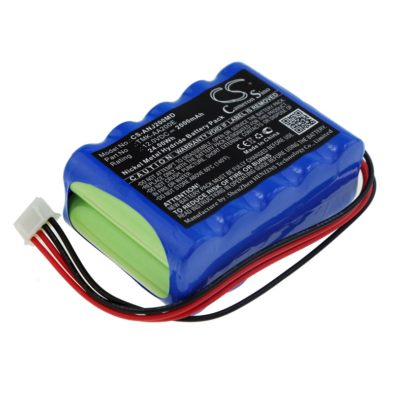 2000mAh Ni-MH Battery Pack 12V 24Wh for Angel AJ5808A Medical Pump - TMK-AA200E Replacement