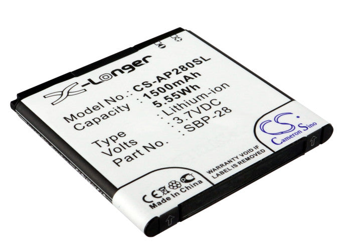 1500mAh Replacement Li-ion Battery for Asus PadFone A66 T20 Smartphone - 3.7V, 5.55Wh - Mobile Phone Application