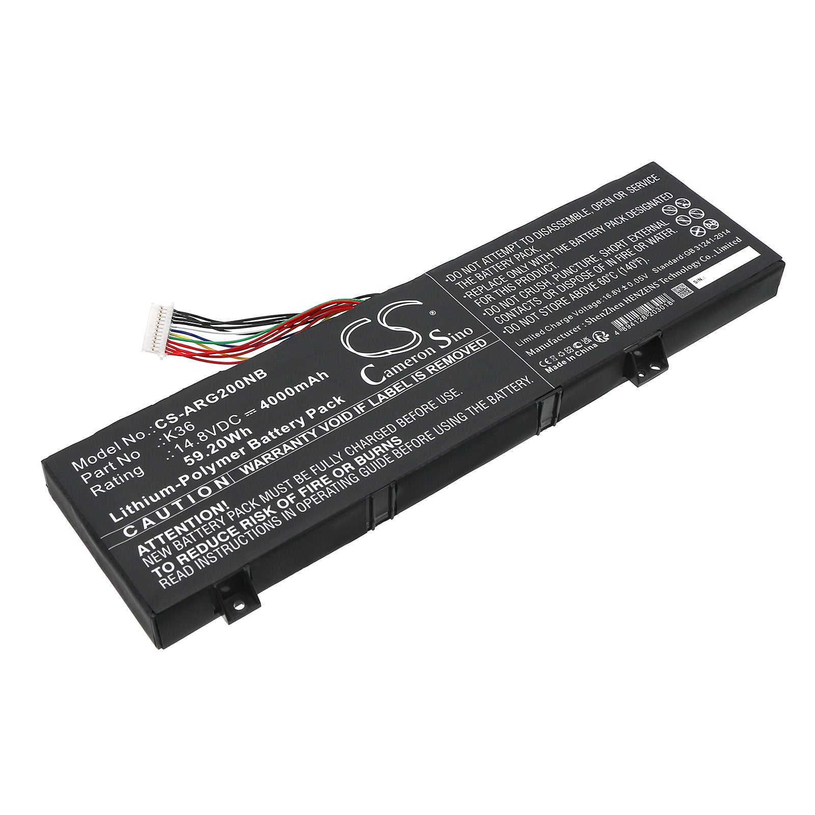 Aierxuan G1 G2 Laptop Battery - Maingear 15RX, Enz K36, Ifunk STE003 - 14.8V 4000mAh 59.2Wh Li-Polymer