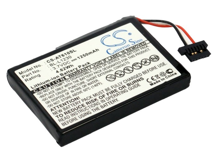 1250mAh 3.7V Li-ion Replacement Battery for Airis T610, T620, T920 Navigators - 4.63Wh Power