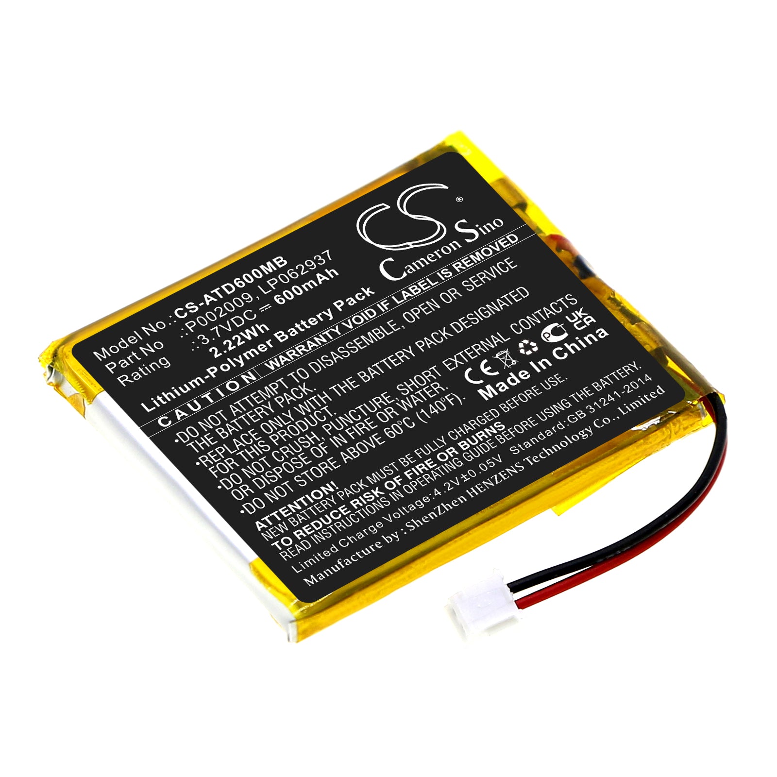 Alecto DBX-60 Baby Monitor Replacement Battery - 600mAh 3.7V Li-Polymer, P002009, LP062937