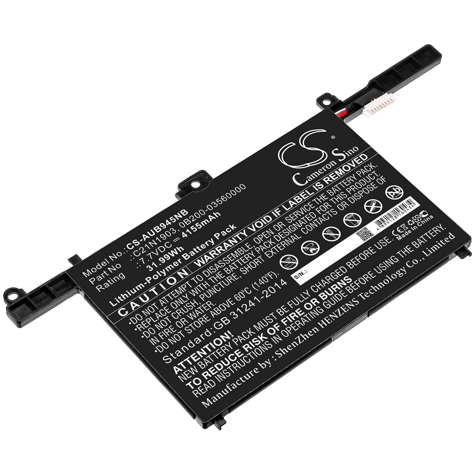 4155mAh Asus ExpertBook B9450FA Laptop Battery - 7.7V 31.99Wh Li-Polymer - Replacement Power