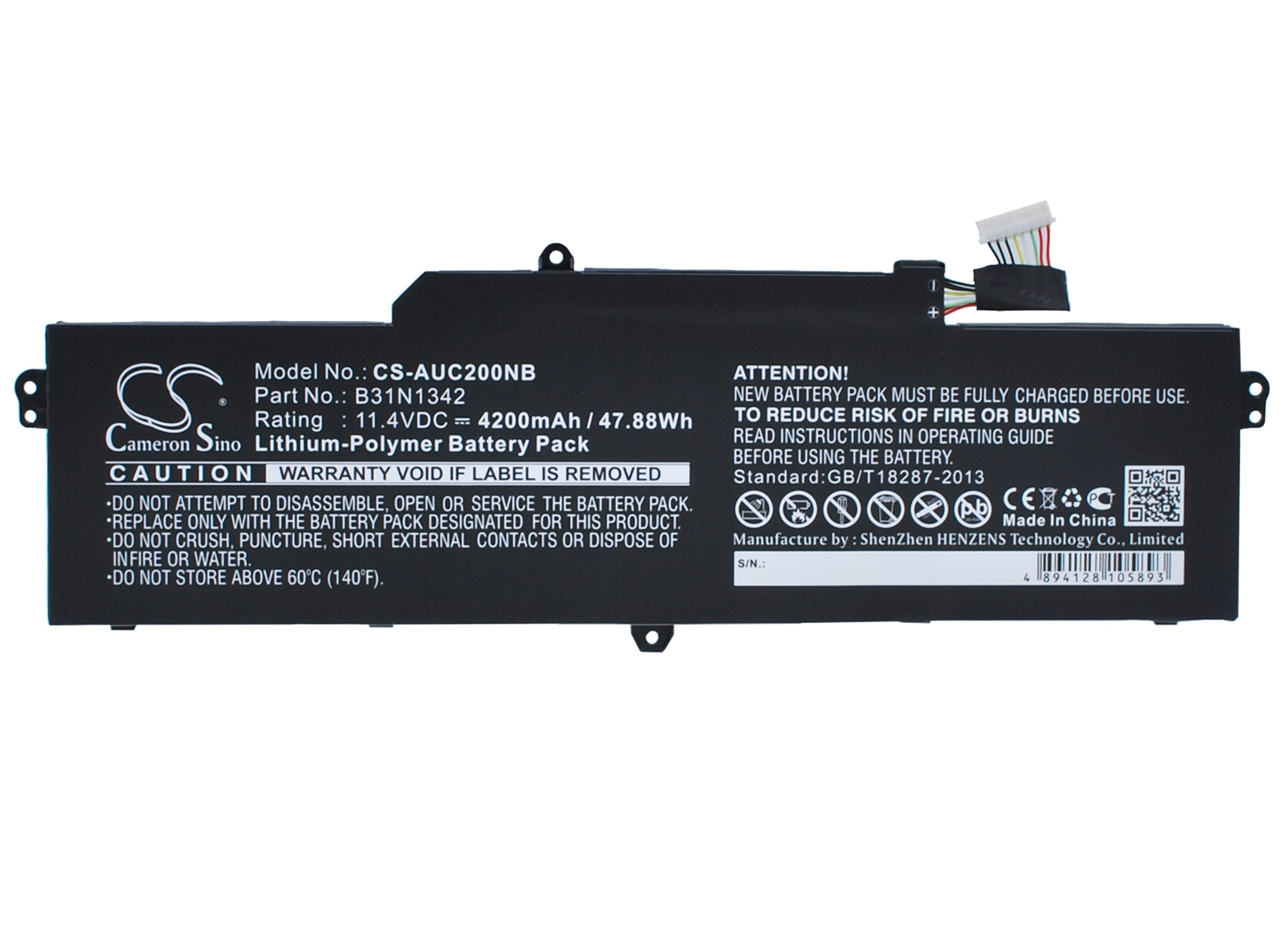 4200mAh Replacement Battery for Asus Chromebook C200MA C200M Series - B31N1342, 11.4V 47.88Wh Laptop Battery