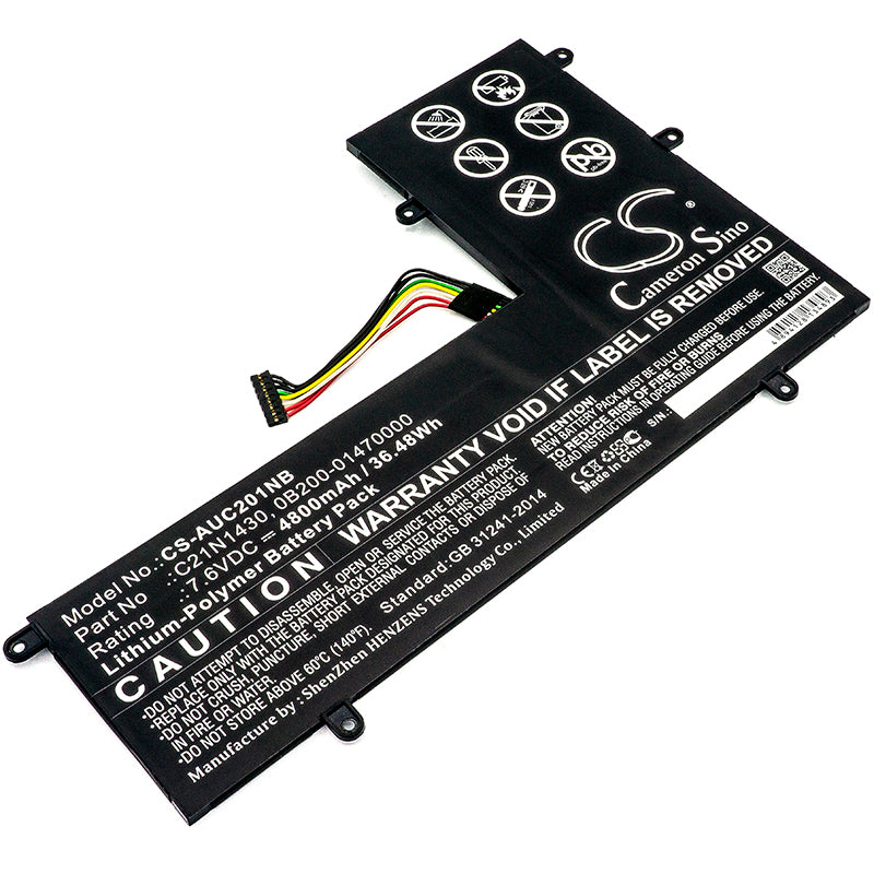 4800mAh Battery for Asus Chromebook C201PA: C21N1430, 7.6V Li-Polymer, Laptop Replacement Battery