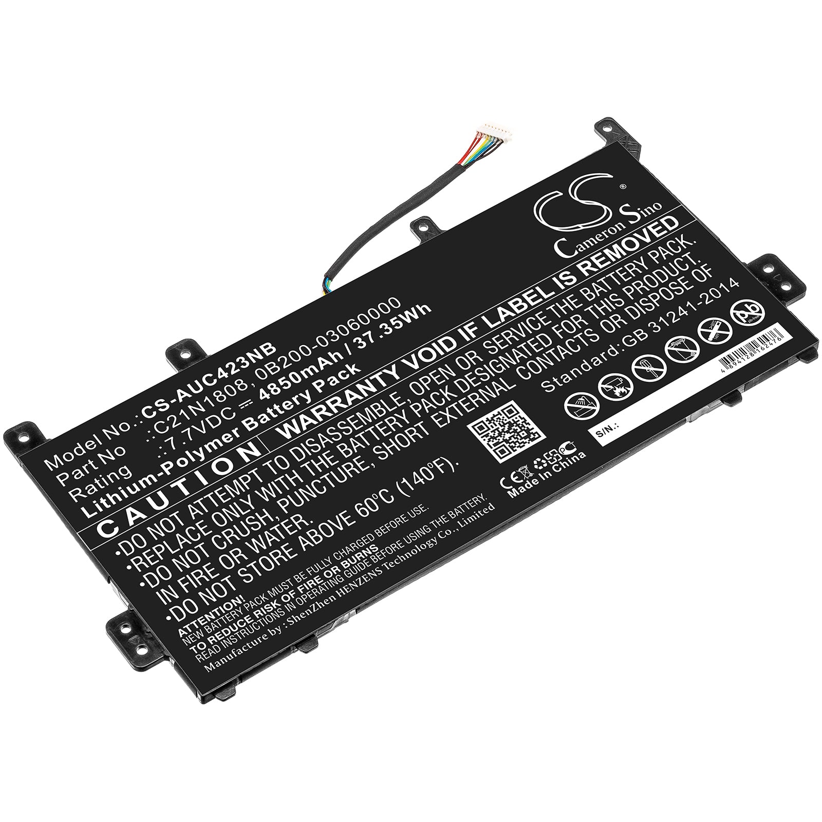 4850mAh Laptop Battery Replacement for Asus C423NA C523NA Chromebook - 7.7V 37.35Wh