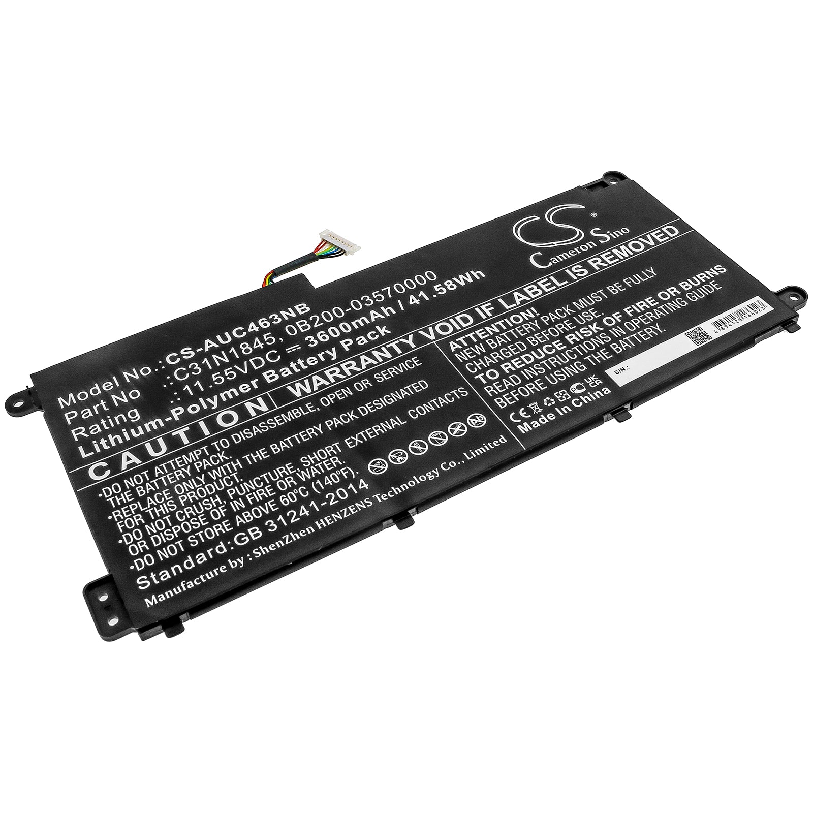 41.58Wh Battery for Asus Chromebook C436FA - C31N1845 - 3600mAh 11.55V Li-Polymer Laptop Battery Replacement