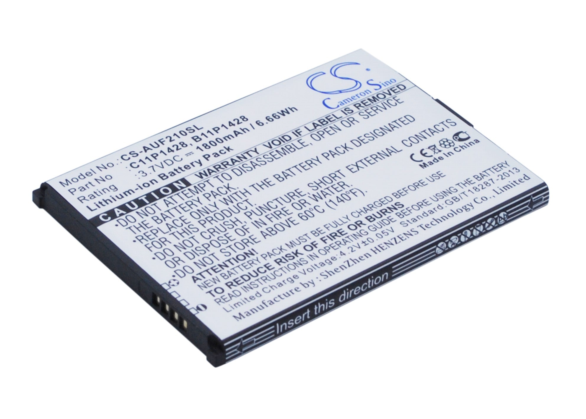 1800mAh 3.7V Li-ion Replacement Battery for Asus Zenfone 2 Laser ZE500KL, ZE500KG, ZB551KL Smartphone - Extended Life Power