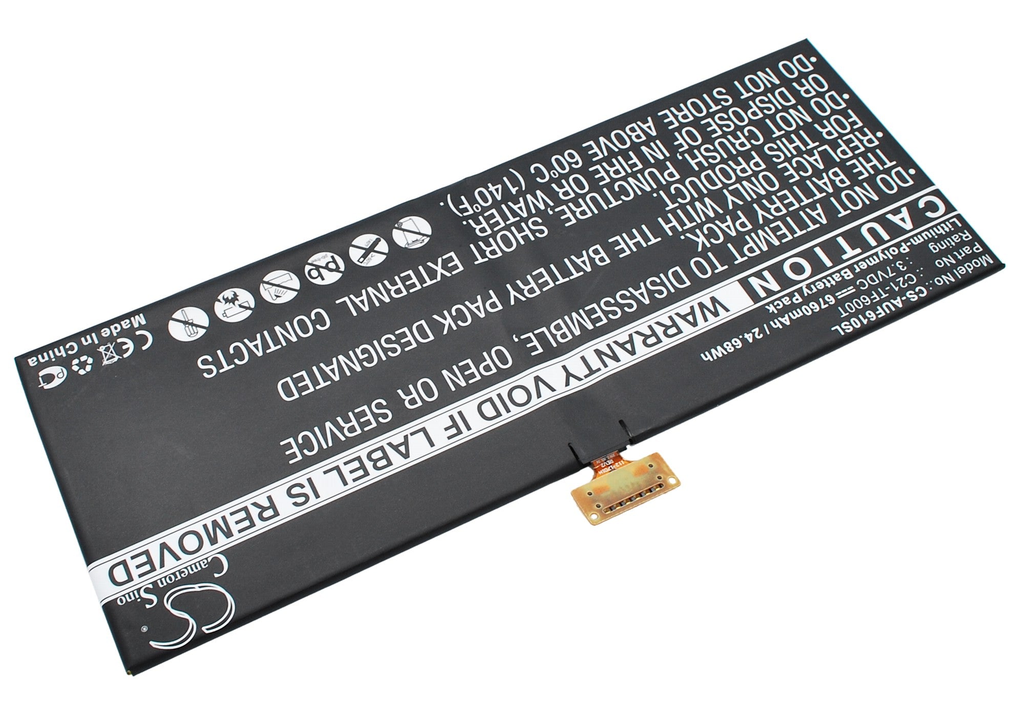 6760mAh Replacement Battery for Asus VivoTab TF600TL Tablet - 3.7V 24.68Wh Li-Polymer C21-TF600T
