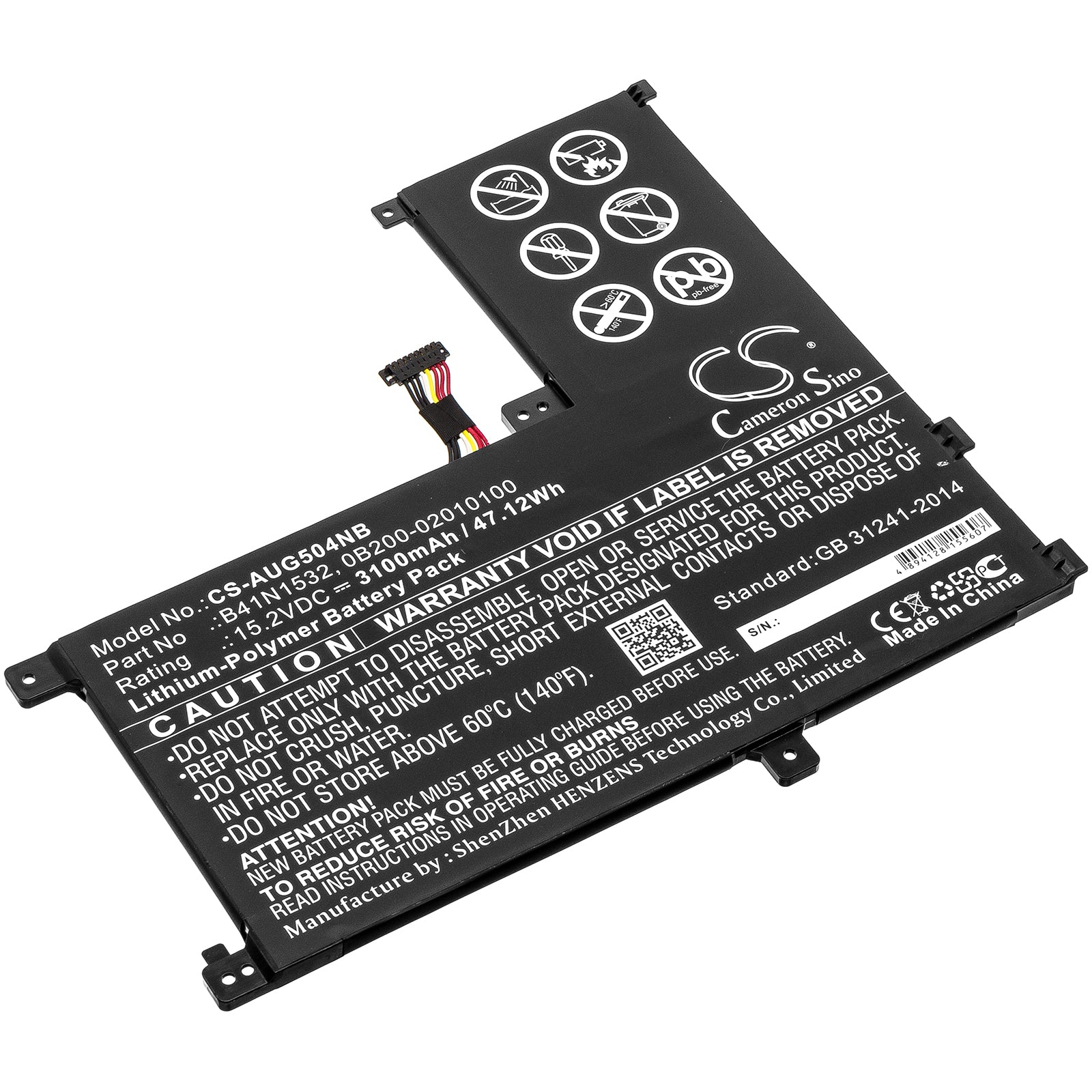 47.12Wh Battery for Asus ZenBook Flip UX560UA, Q504UA - 15.2V 3100mAh Li-Polymer Replacement Laptop Battery