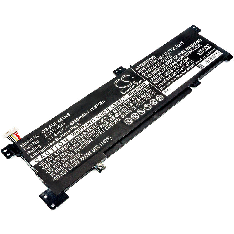 4200mAh Laptop Battery for Asus K401 K401LB Series - 11.4V Li-ion Replacement for B31N1424