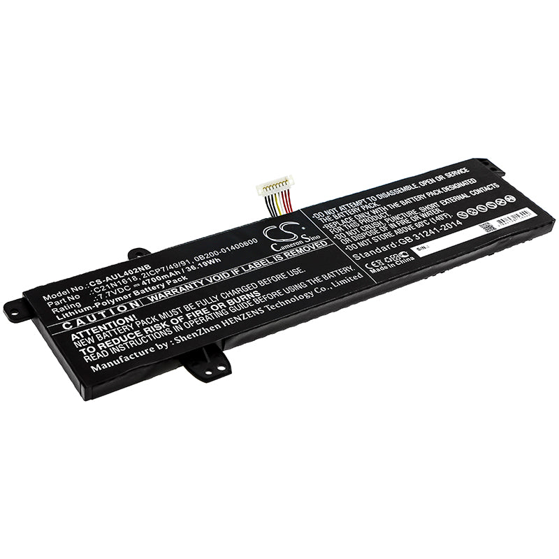 4700mAh Battery for Asus L402BP, VivoBook R417BA Series - 7.7V 36.19Wh Li-Polymer Replacement