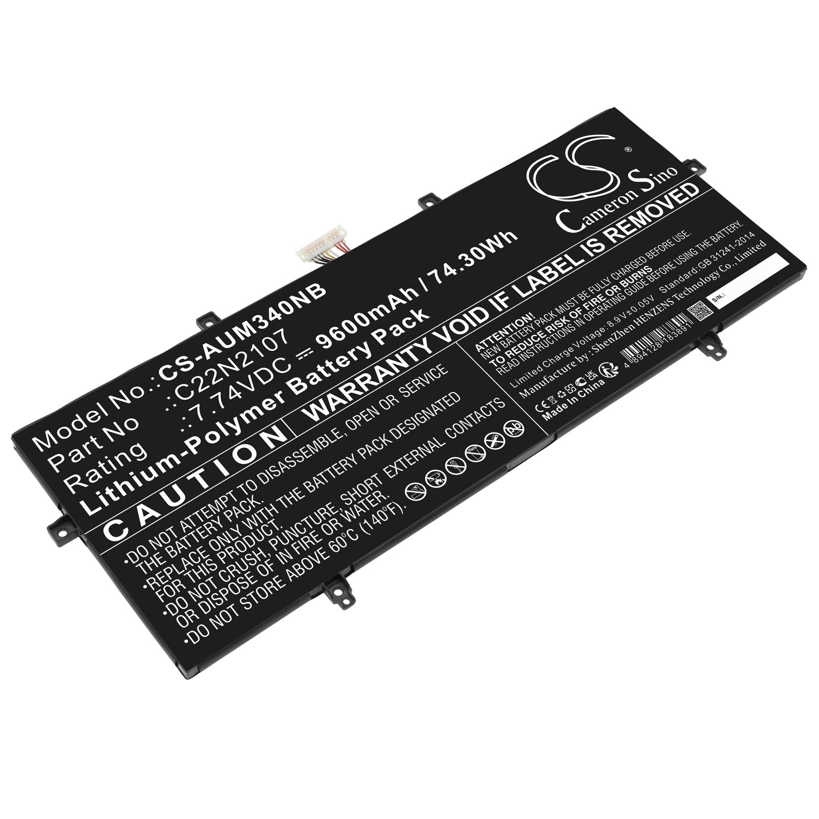 74.3Wh 9600mAh Laptop Battery - Asus ZenBook 14 OLED UX3402 UM3402YA Series Replacement - C22N2107