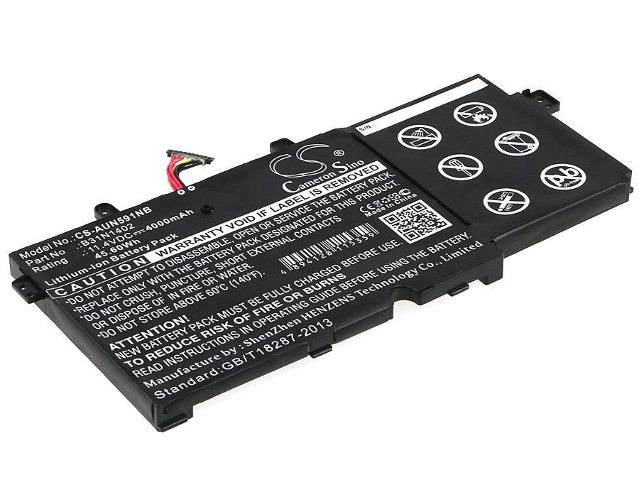 4000mAh Laptop Battery for Asus N591LB, Q551LN, Q551 - 11.4V 45.6Wh Replacement - B31N1402