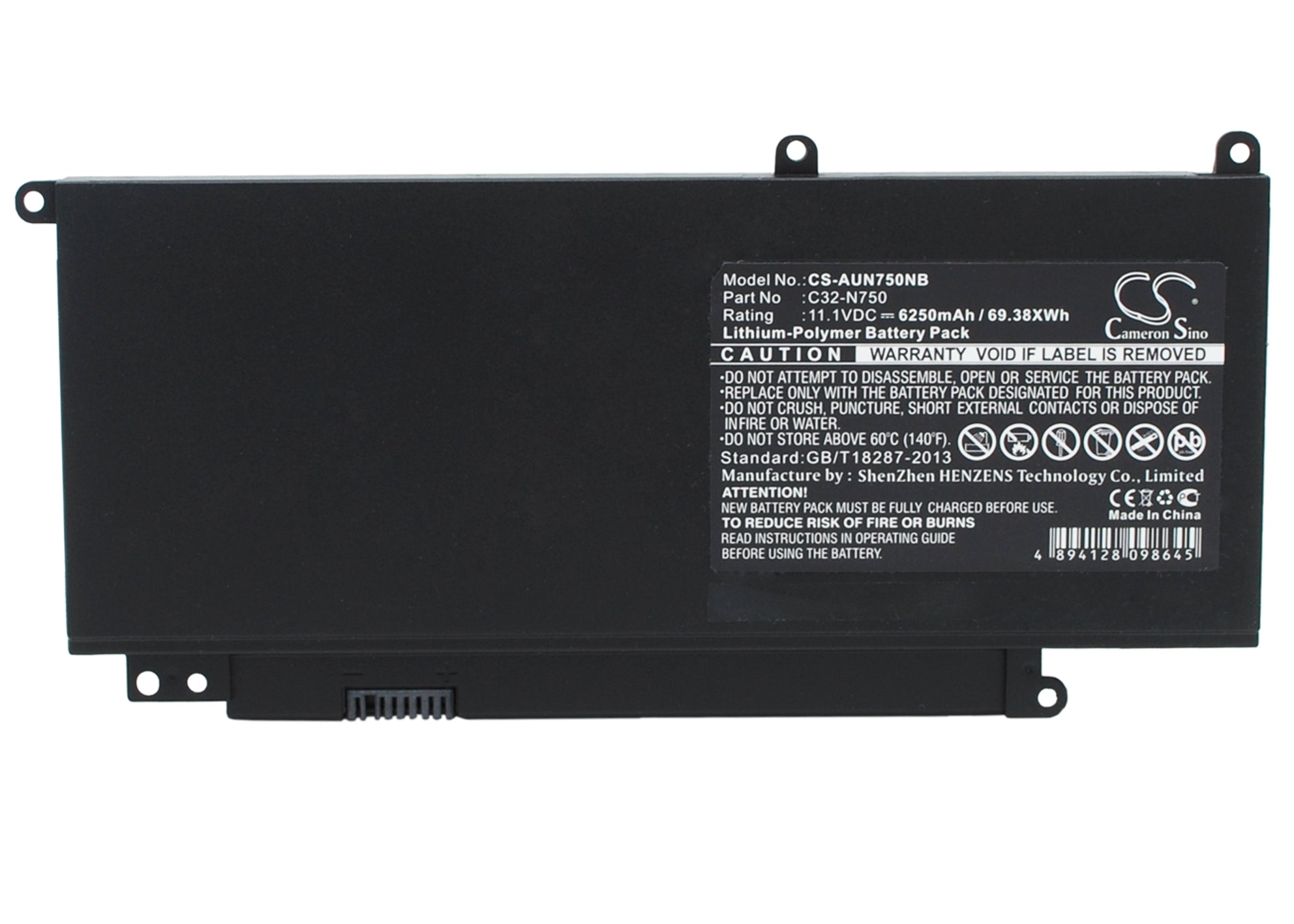 6250mAh Laptop Battery for Asus N750JK N750JV Series - 11.1V 69.38Wh Li-Polymer - High Capacity Replacement