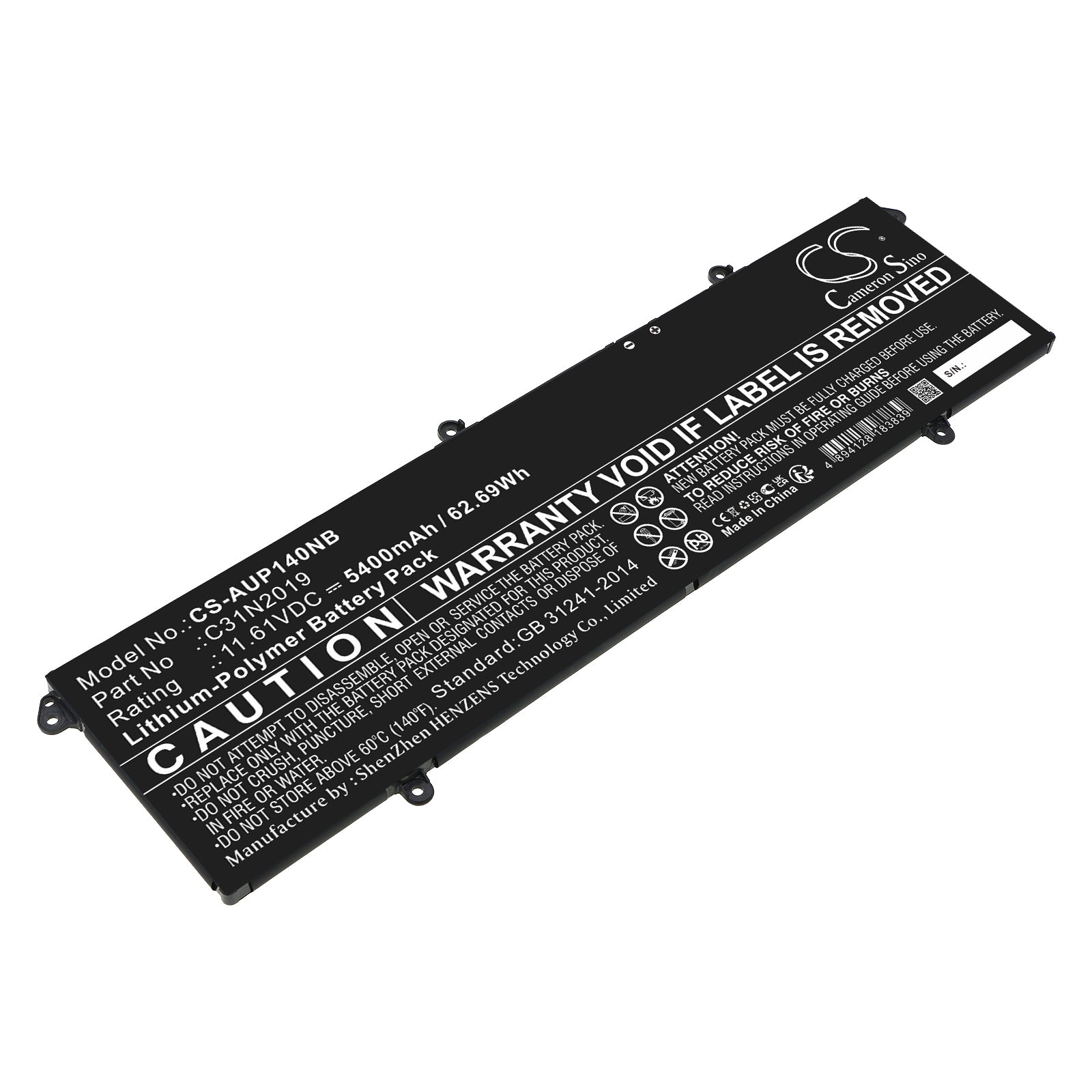 62.69Wh Battery for Asus VivoBook Pro 14/15 OLED: 11.61V 5400mAh Li-Polymer - Replacement Battery