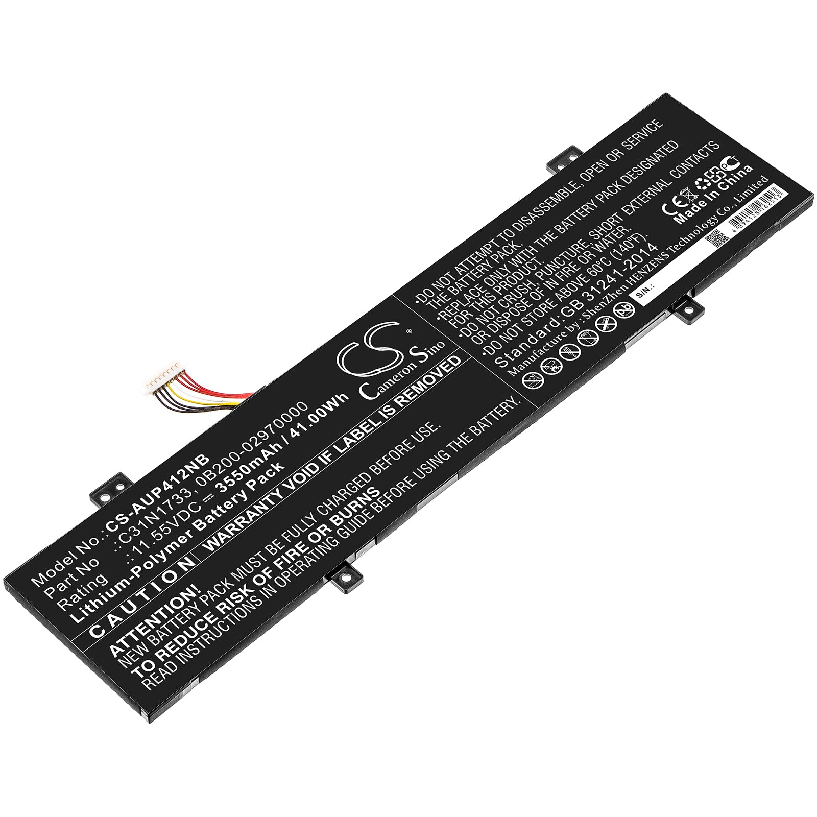 41Wh Laptop Battery for Asus VivoBook Flip 14 TP412UA TP412FA Series - 11.55V 3550mAh Replacement