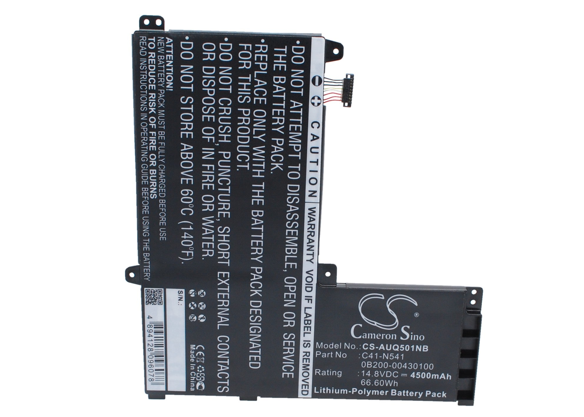66.6Wh 4500mAh Replacement Battery for Asus Q501L/Q501LA Notebooks - C41-N541 14.8V Li-Polymer