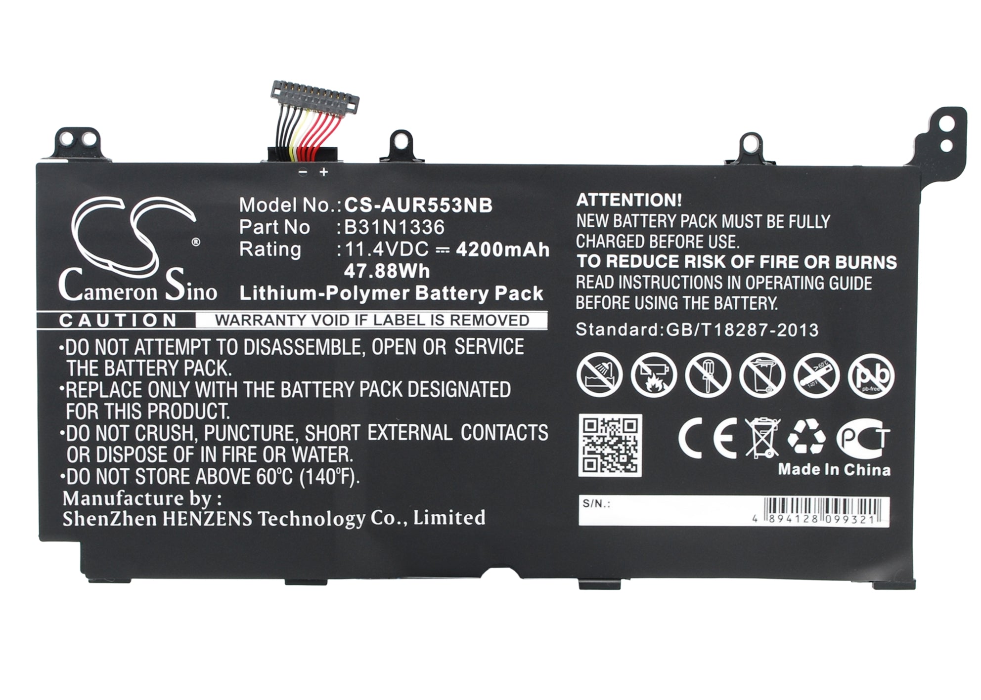 4200mAh Battery for Asus R553LN Laptop - 11.4V 47.88Wh Li-Polymer Replacement Battery - Extended Life