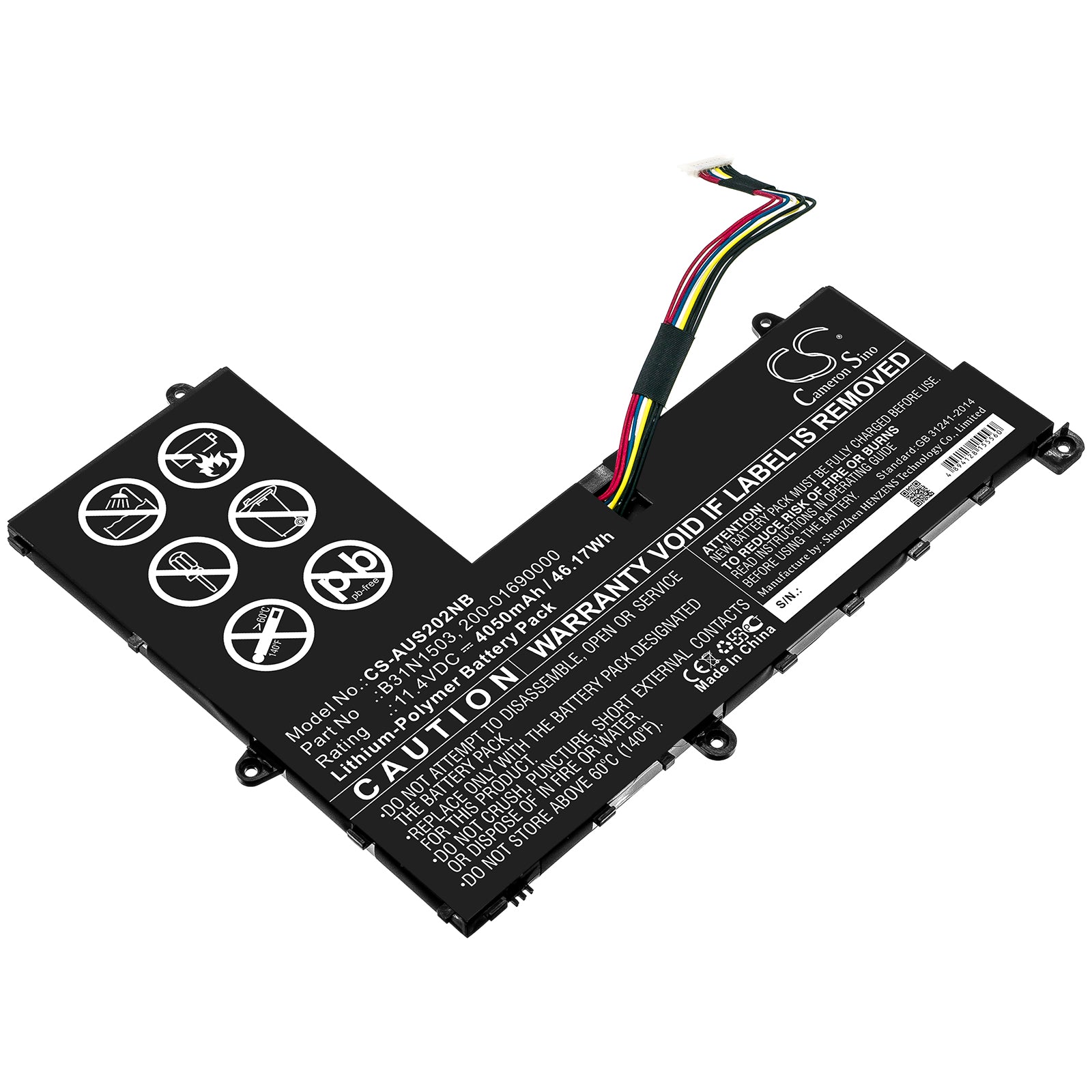 4050mAh Laptop Battery - Asus E202SA, R206SA Series - 11.4V, 46.17Wh Li-Polymer Replacement