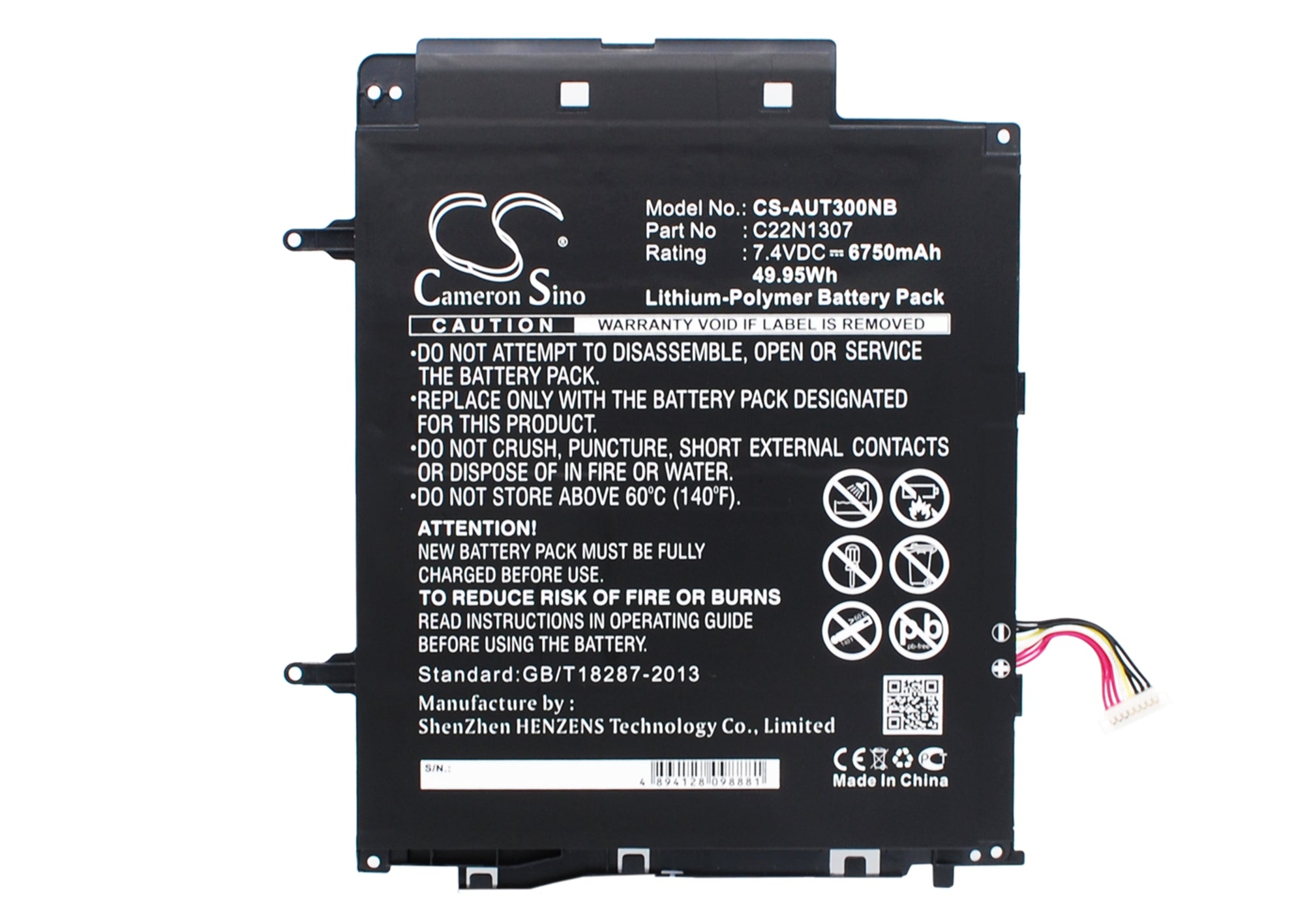 6750mAh Laptop Battery - Asus Transformer Book T300LA Series - 7.4V 50Wh Li-Polymer Replacement