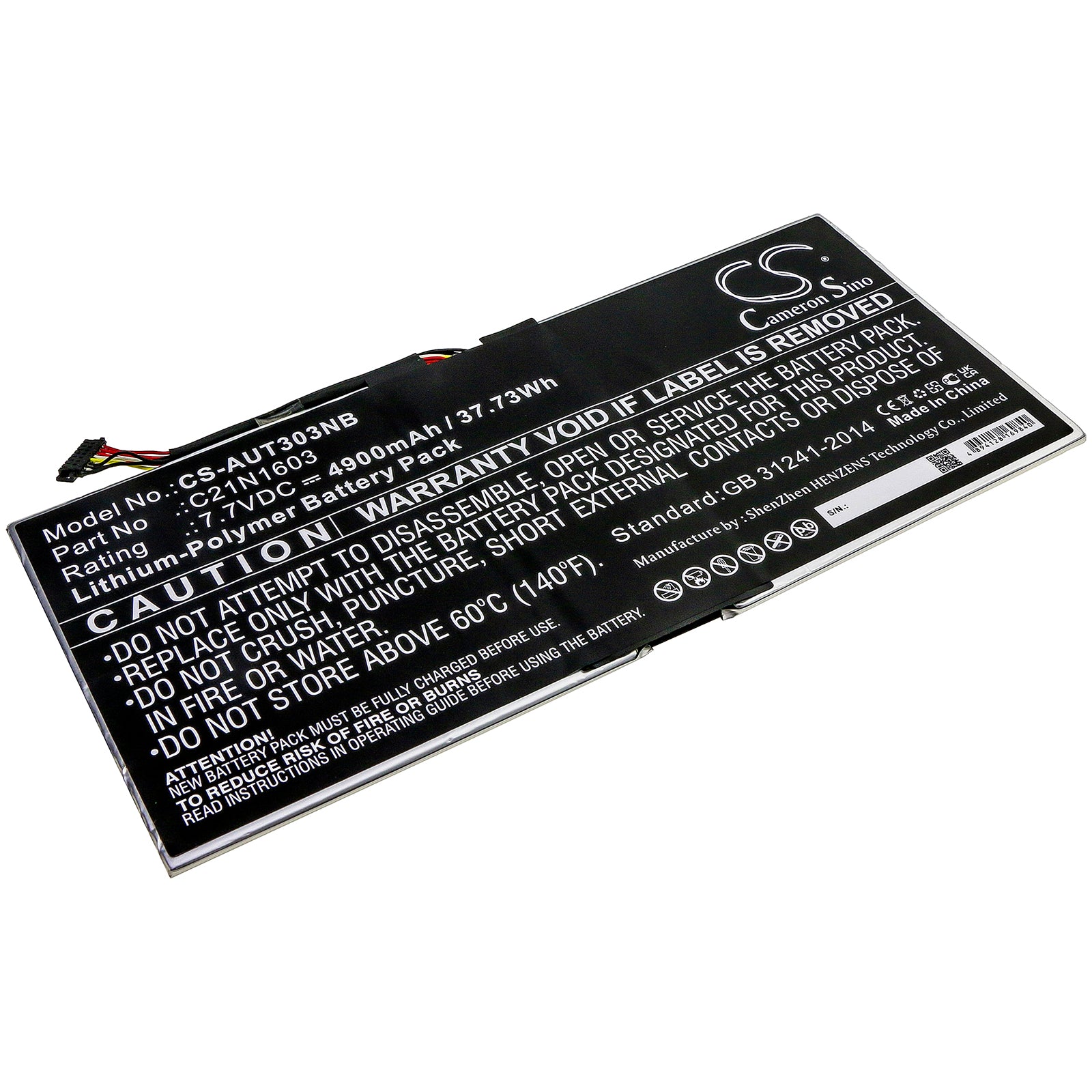 4900mAh 7.7V Li-Polymer Laptop Battery for Asus T303UA, T304UA Transformer Pro - Replacement
