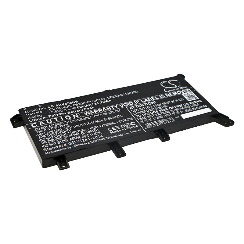 4700mAh Laptop Battery for Asus VivoBook A/F/K/MX/X555 Series - 7.6V 35.72Wh Li-Polymer - Replacement Power Pack