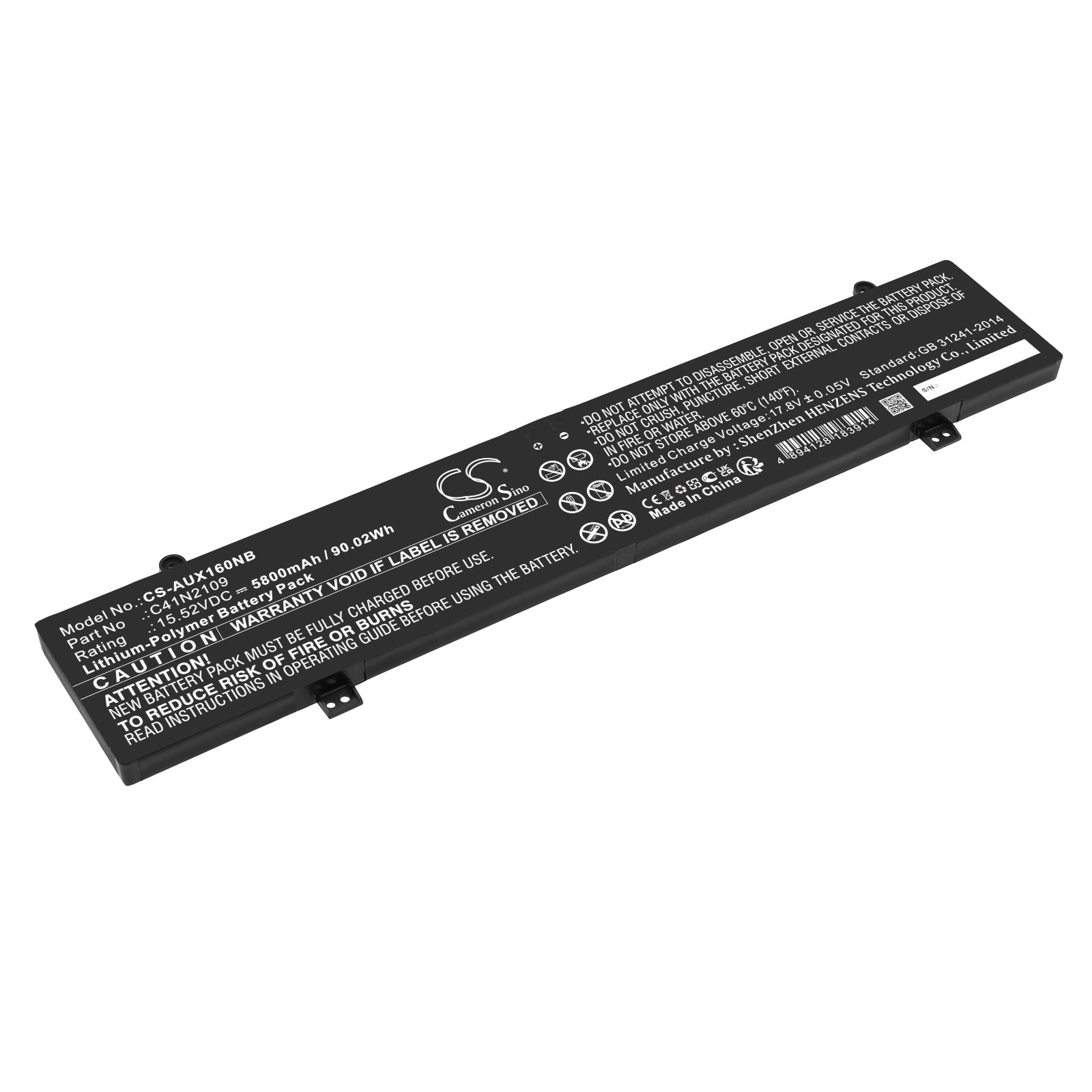 90Wh 5800mAh Battery for ROG Flow X16 GV601 Series - C41N2109, 15.52V Li-Polymer Laptop Replacement