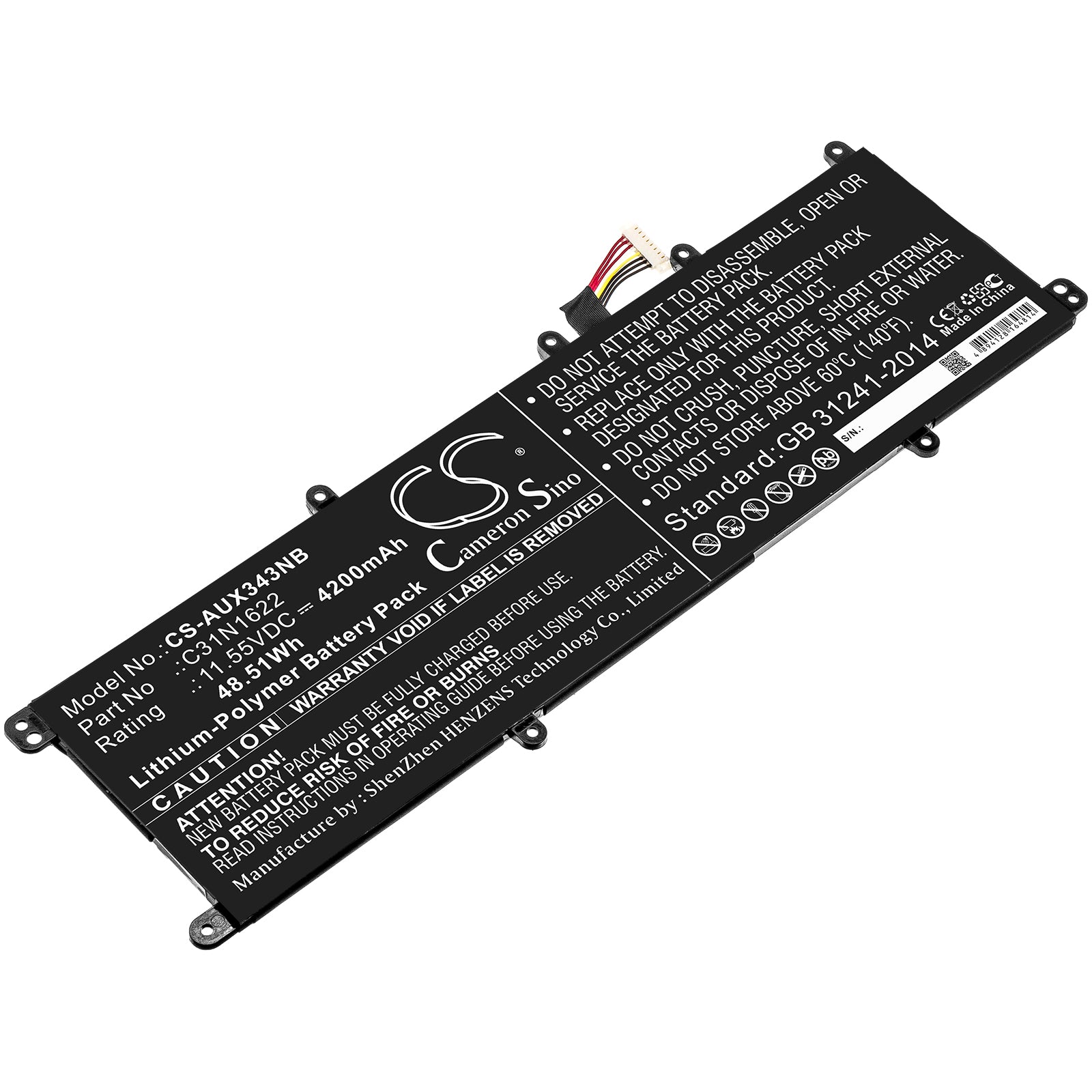 4200mAh Replacement Battery for Asus UX530UQ UX530UX Zenbook - 11.55V 48.51Wh Li-Polymer Laptop Battery