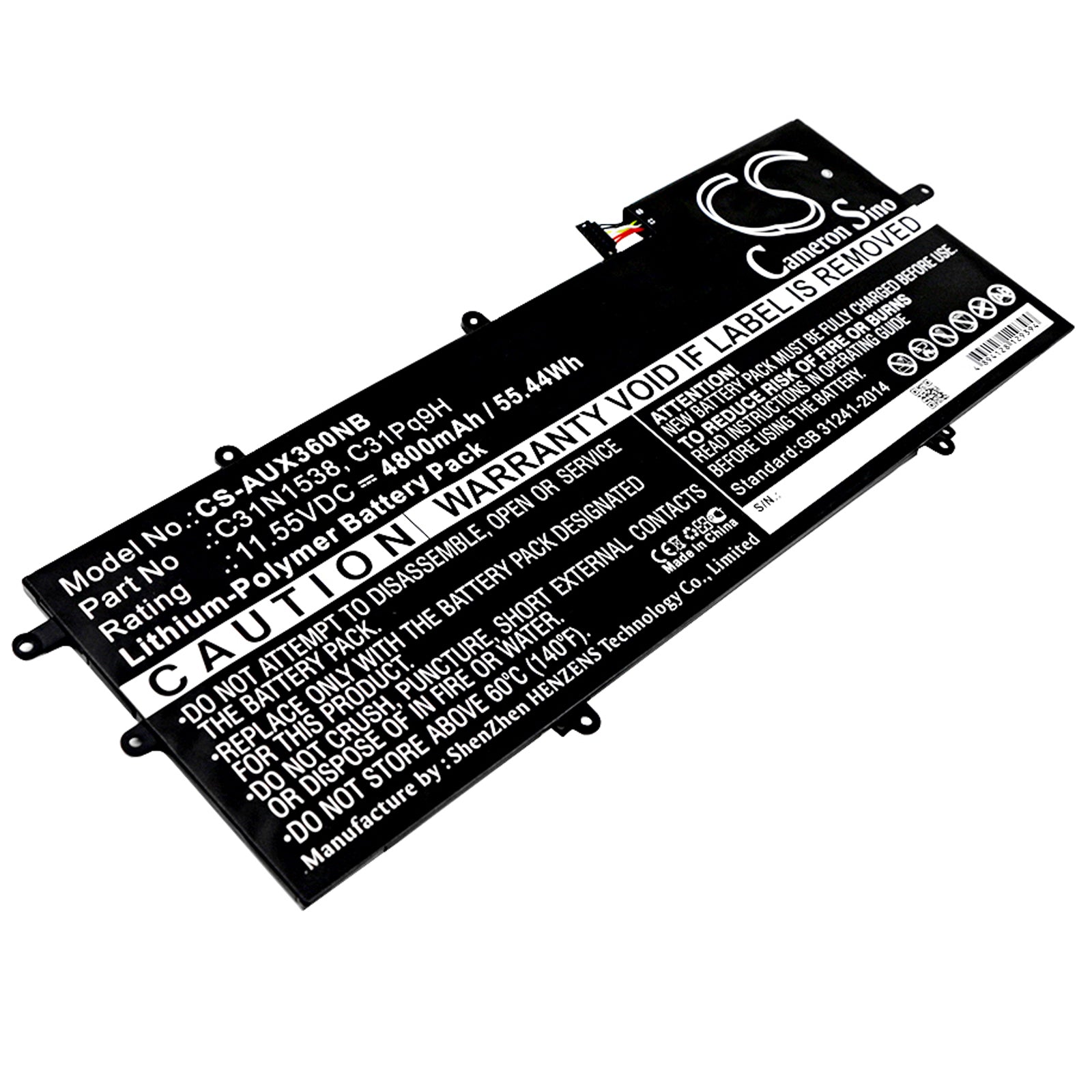 4800mAh Laptop Battery for Asus UX360UA Zenbook Flip - 11.55V 55.44Wh Li-Polymer Replacement