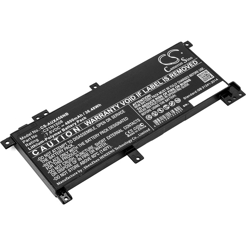 4800mAh Battery for Asus X456 Series VivoBook - 7.6V, 36.48Wh Li-Polymer Replacement