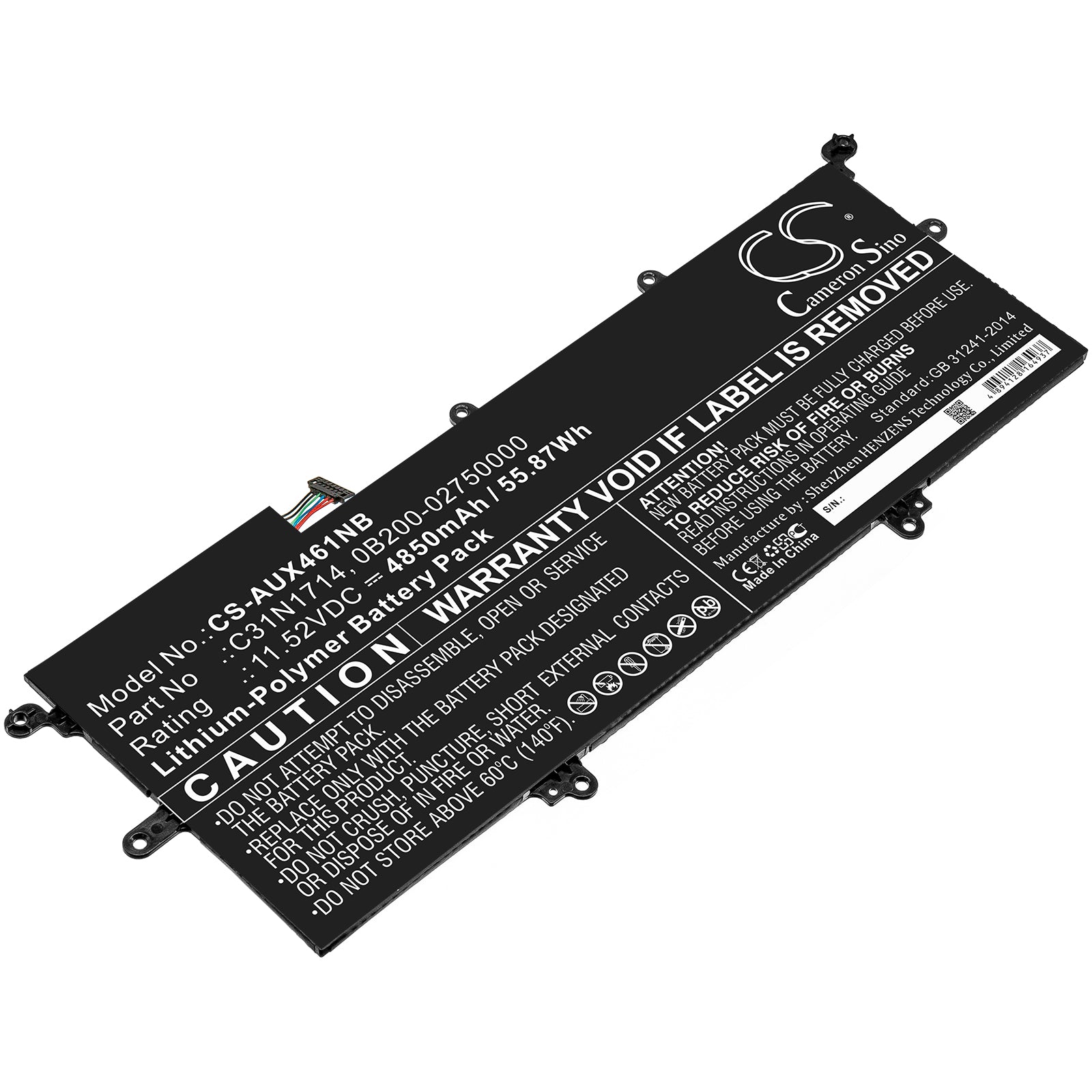 Asus ZenBook Flip 14 UX461UA Series Battery - 55.87Wh, 11.52V 4850mAh Li-Polymer Replacement Battery Pack