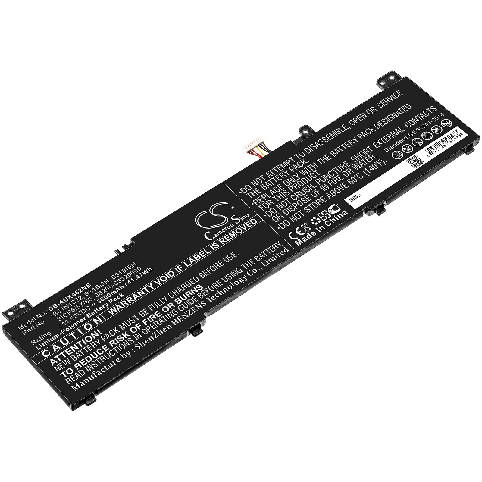 41.47Wh Replacement Battery for Asus Zenbook Flip 14 UM462DA UX462DA - 11.52V 3600mAh