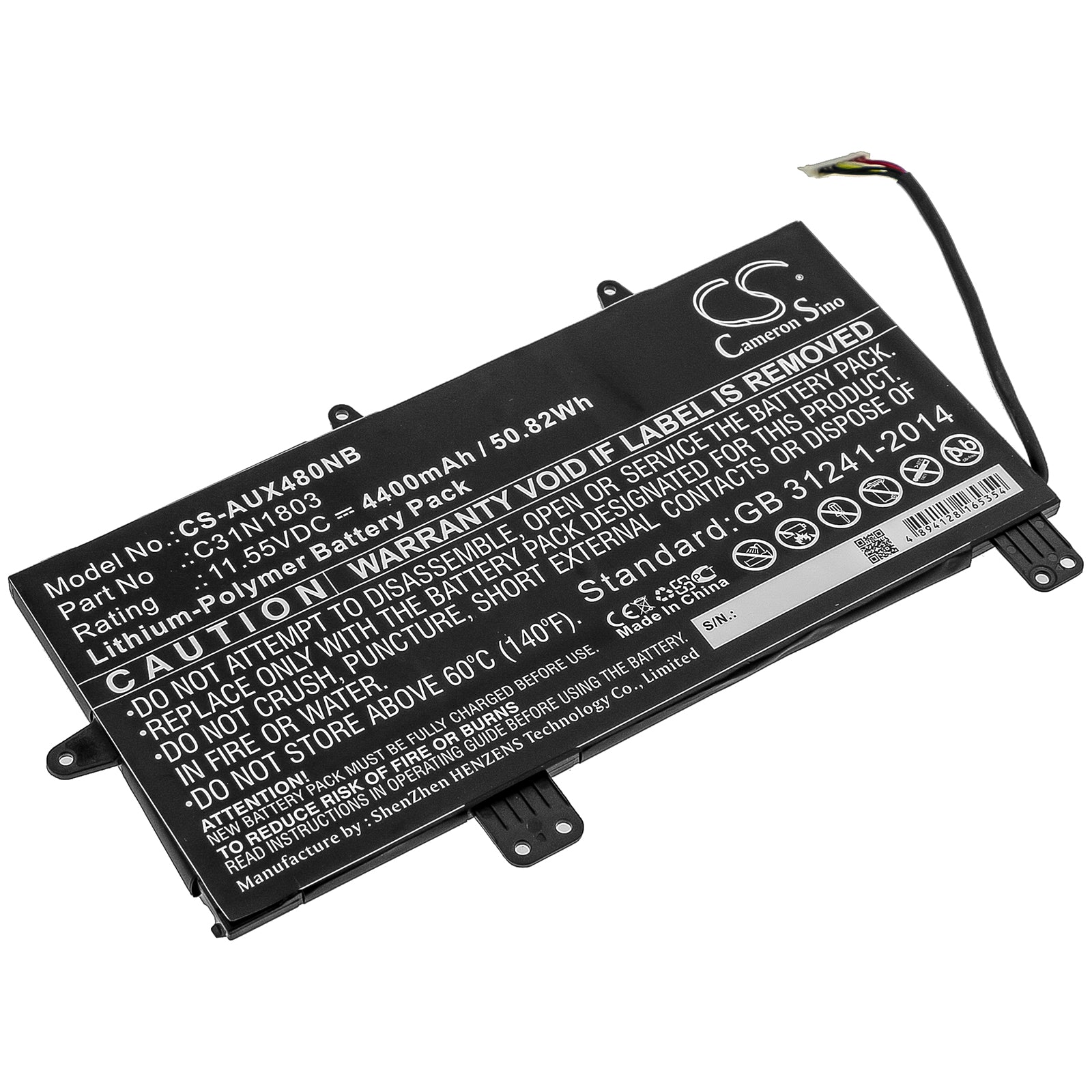 4400mAh Replacement Battery for Asus ZenBook Pro 14 UX480FD UX450FD - C31N1803, 50.82Wh Li-Polymer