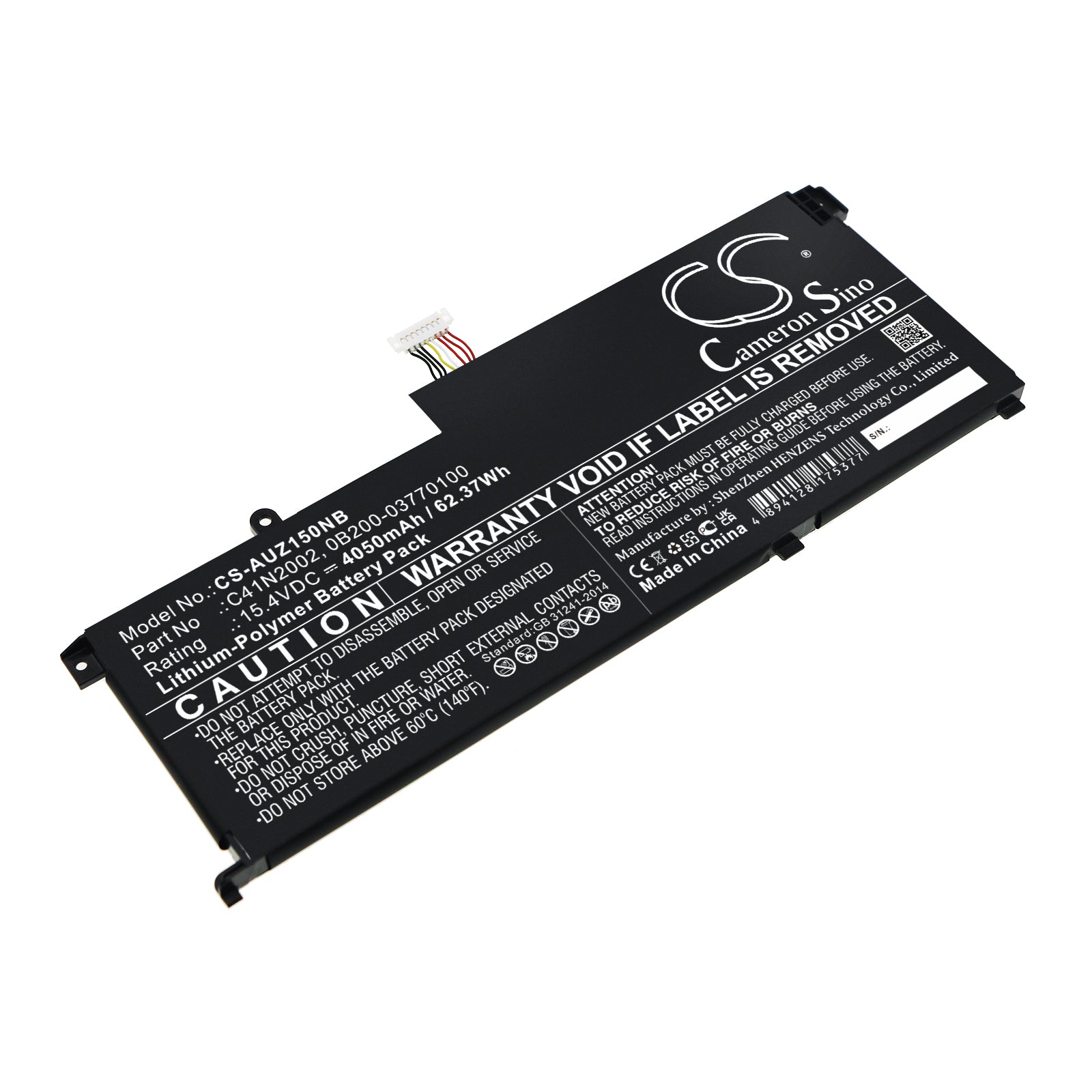 62.37Wh Laptop Battery for Asus ZenBook Pro 15 UX535 - 15.4V 4050mAh Li-Polymer Replacement