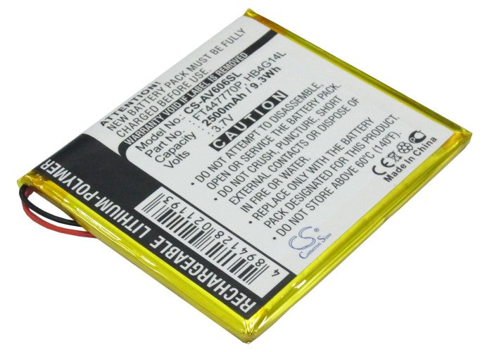 Archos AV605 Media Player Replacement Battery - 2500mAh 3.7V Li-Polymer FT447770P HB4G14L