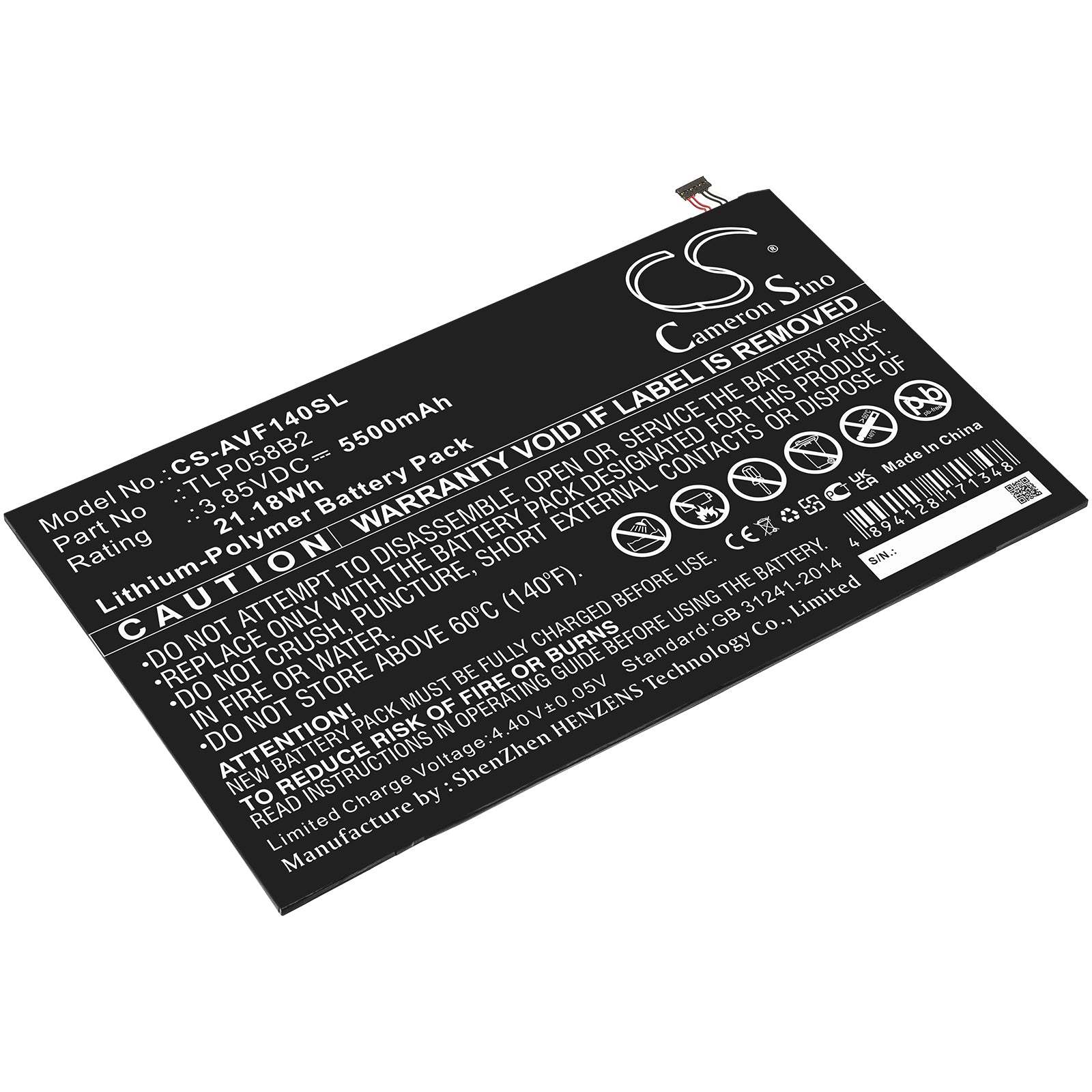 5500mAh Battery for Vodafone Tab Prime 7 VFD-1400 Tablet - 3.85V Li-Polymer Replacement