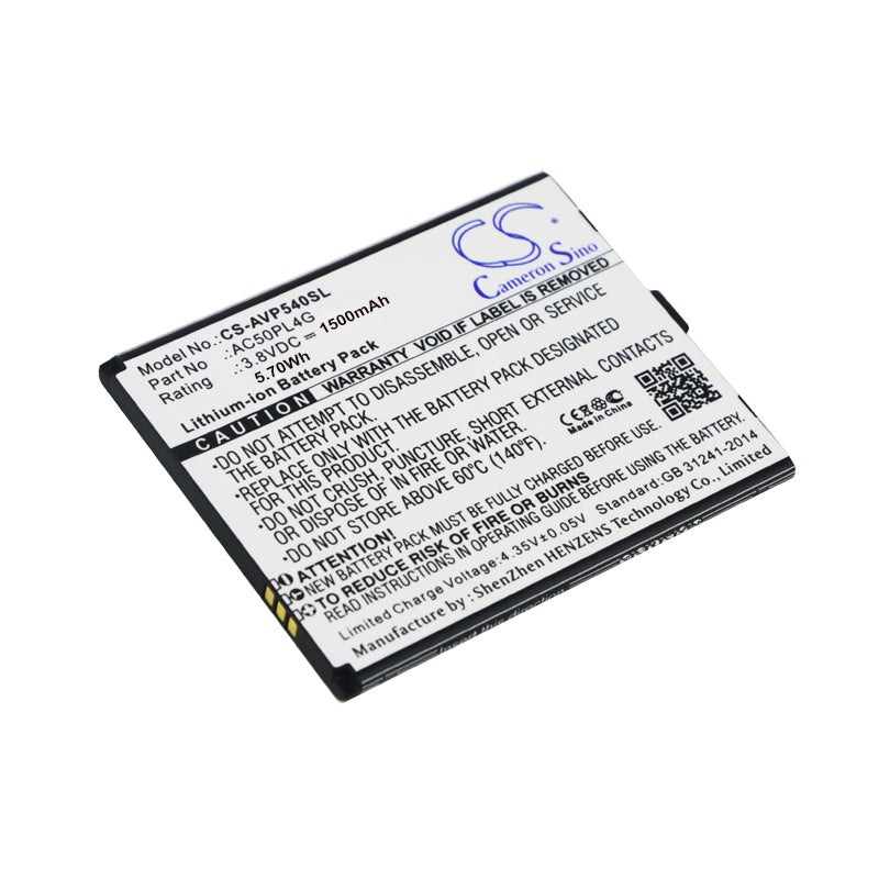 1500mAh Replacement Battery for Archos 50 Platinum 4G & Cloud Tread - 3.8V Li-ion - Exact Fit