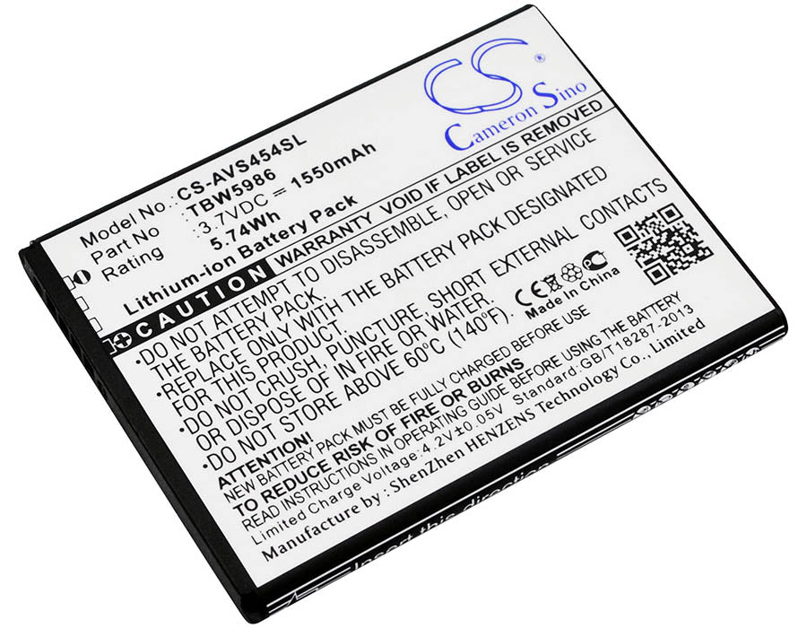 1550mAh Replacement Battery for Archos 45/45b Helium 4G & 50c Neon Smartphones - 3.7V 5.74Wh Li-ion