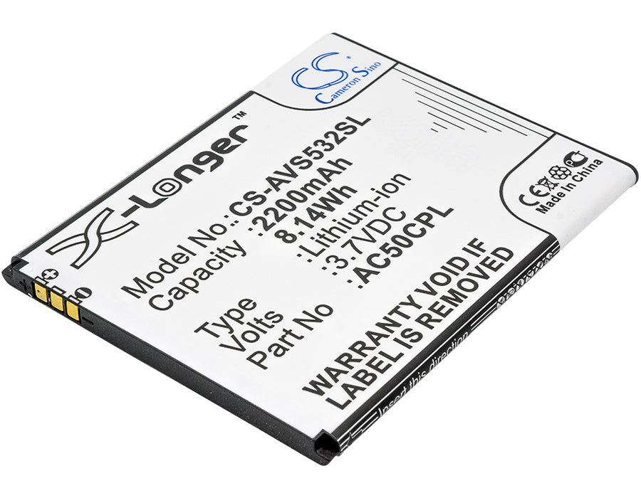 2200mAh Replacement Battery for Archos 50c Platinum Smartphone - 3.7V Li-ion, 76x60x4mm