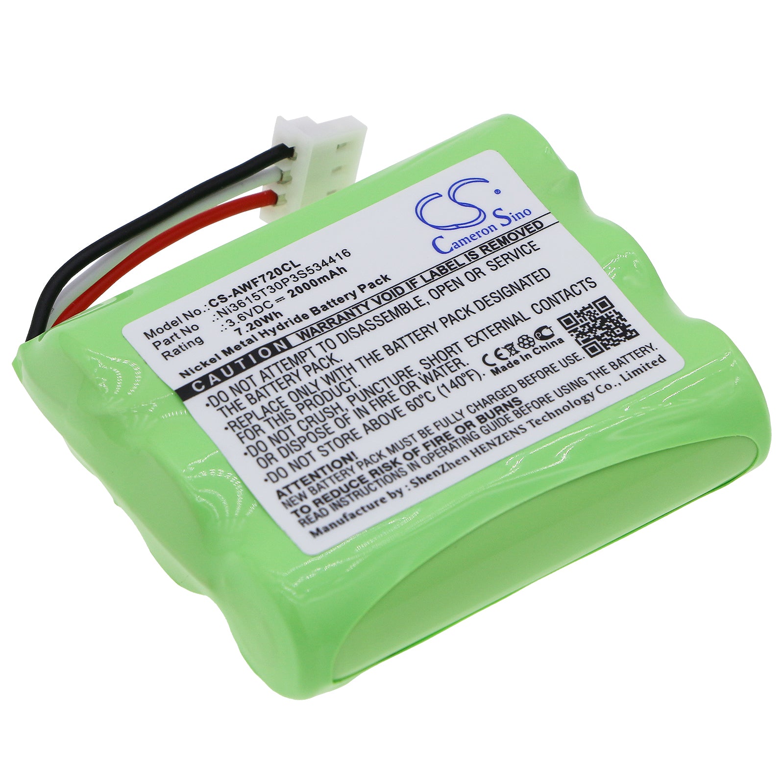 2000mAh Battery for AT&T WF720 Cordless Phone - 3.6V Ni-MH Replacement, 50.5x42.7x14.4mm