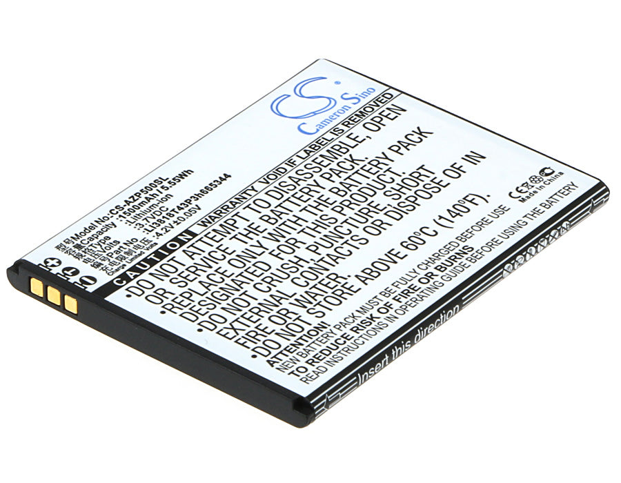 1500mAh Replacement Battery for Amazing A5s & ZTE Blade GF3 - 3.7V Li-ion, 66.5x52.9x4.3mm Size