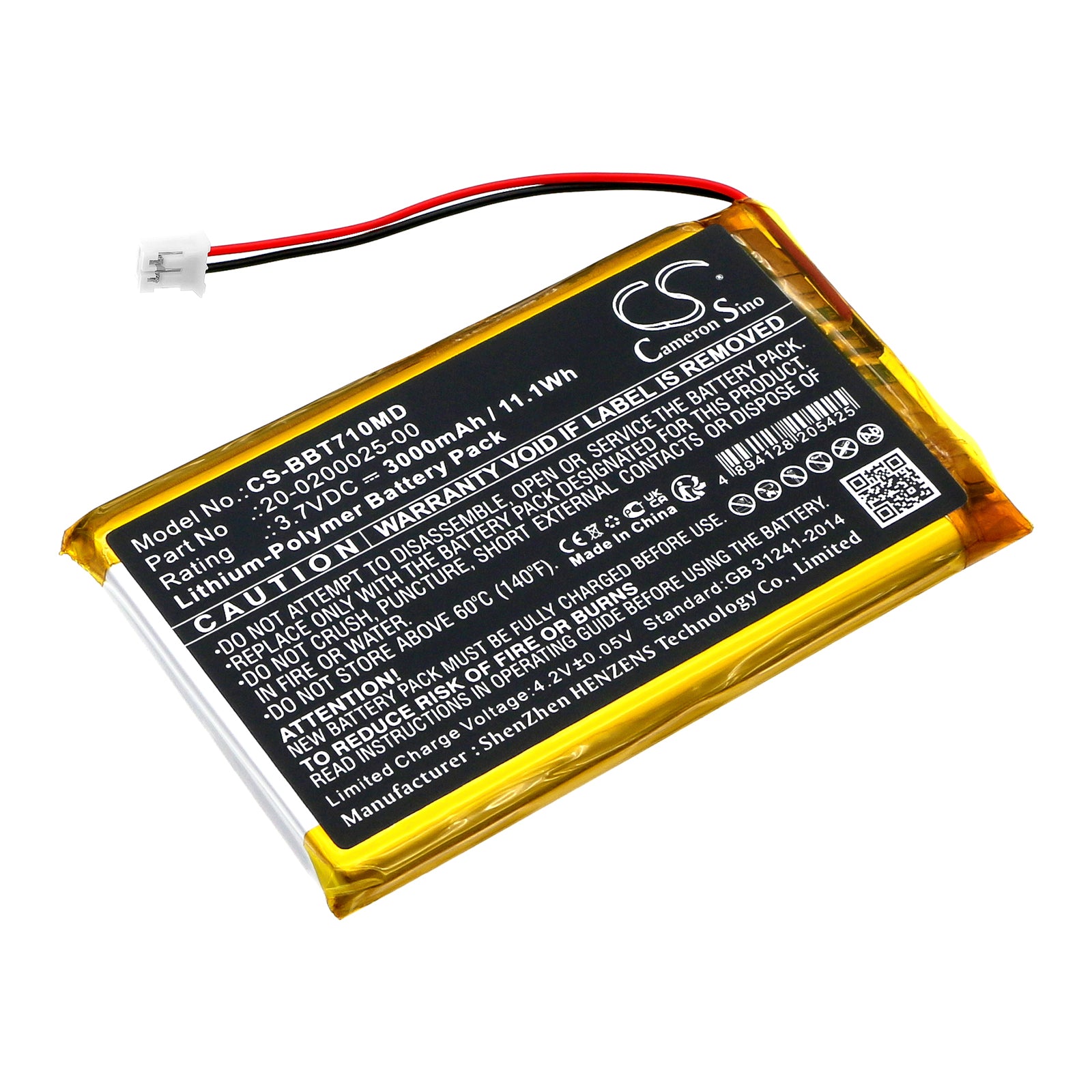 Bistos BT-710 Pulse Oximeter Replacement Battery - 3.7V 3000mAh Li-Polymer - Medical Grade - Replaces 20-0200025-00